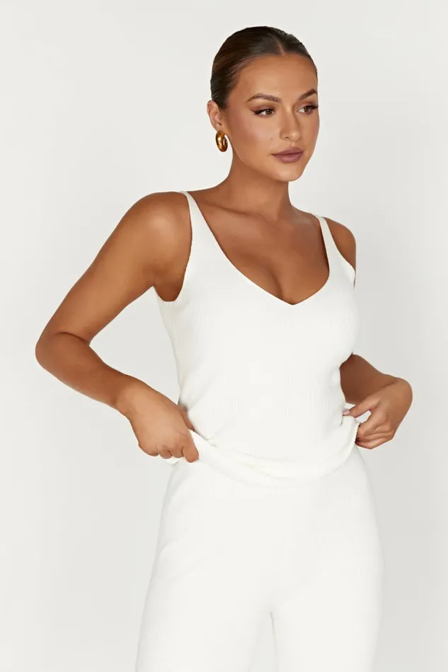 Women Alicia Sleeveless Knit Top 8211 White White Meshki Basic Tops