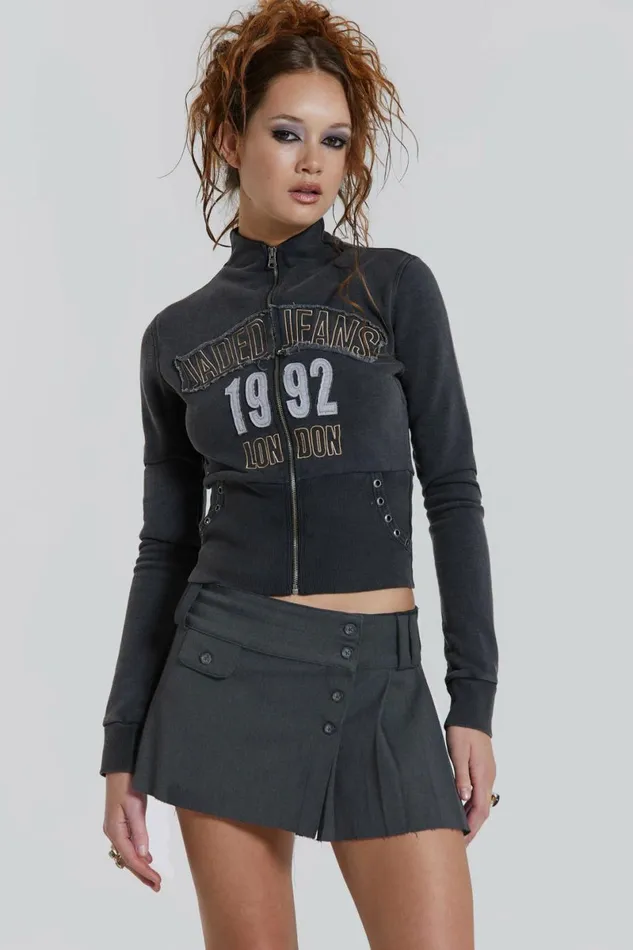 Women Ampm Pleated Mini Skirt Grey Jaded London Skirts