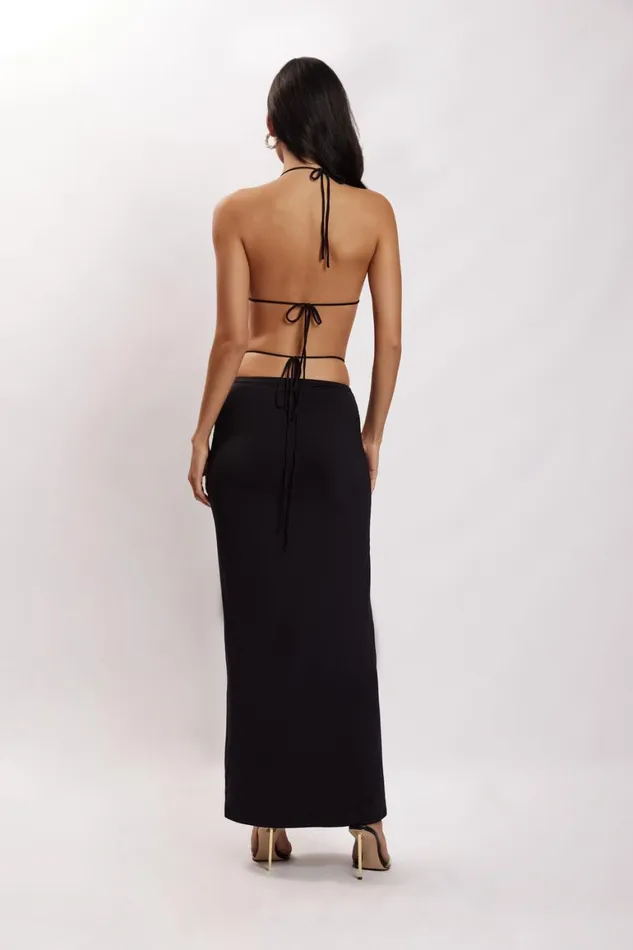 Women Amber Ruched Halter Crop Top 8211 Black Black Meshki Crop Tops Women Amber Ruched Halter Crop Top 8211 Black Black Meshki Crop Tops