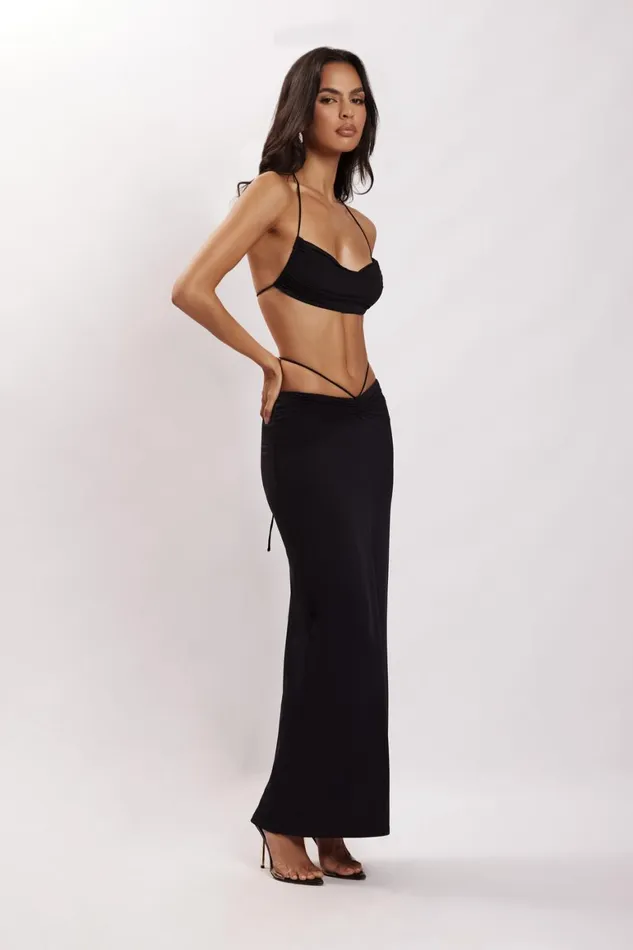 Women Amber Ruched Halter Crop Top 8211 Black Black Meshki Crop Tops Women Amber Ruched Halter Crop Top 8211 Black Black Meshki Crop Tops