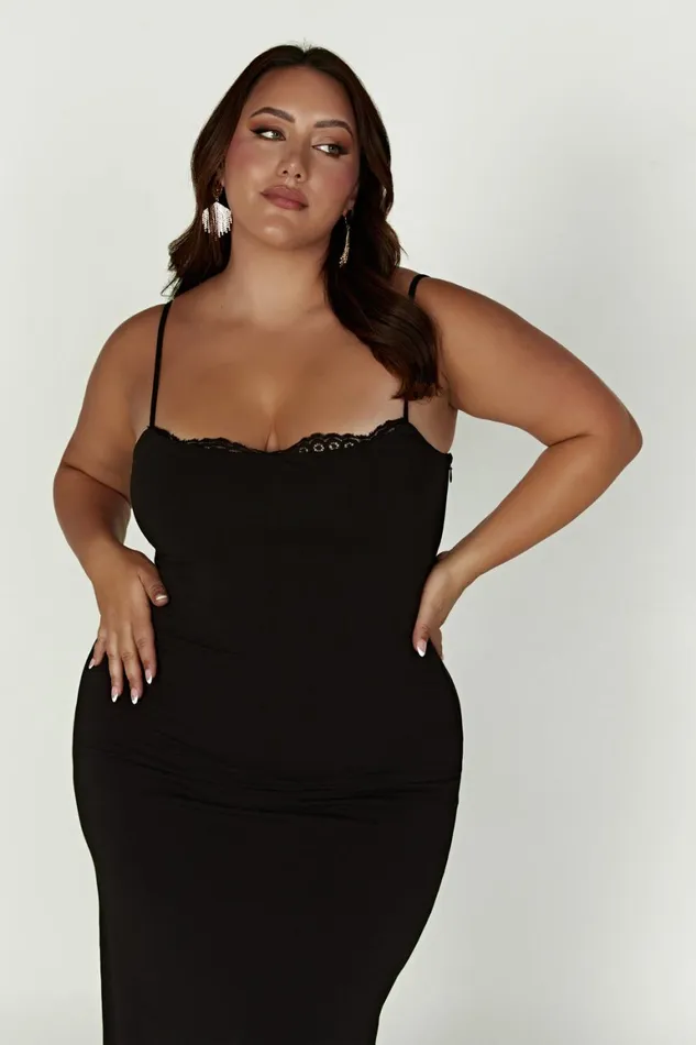 Women Amorette Lace Trim Maxi Dress 8211 Black Black Meshki Maxi Dresses