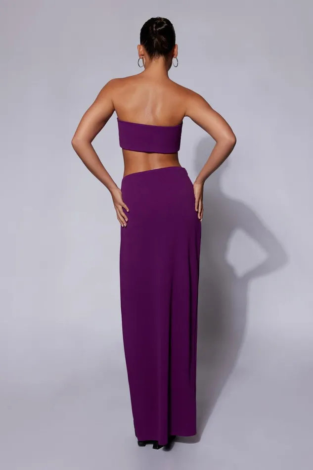 Women Anastasia Diamante Rope Maxi Skirt With Split 8211 Grape Grape Meshki Skirts