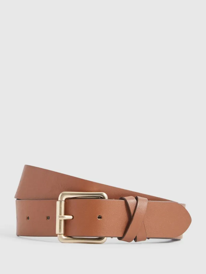 Women Annexe Leather Belt Black Reiss Belts