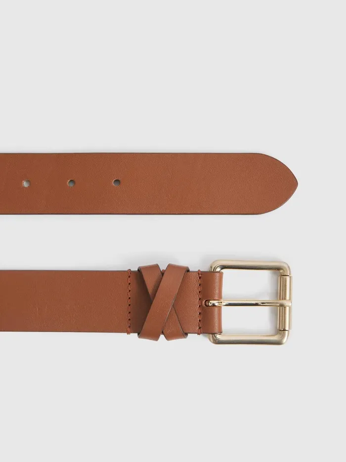 Women Annexe Leather Belt Black Reiss Belts