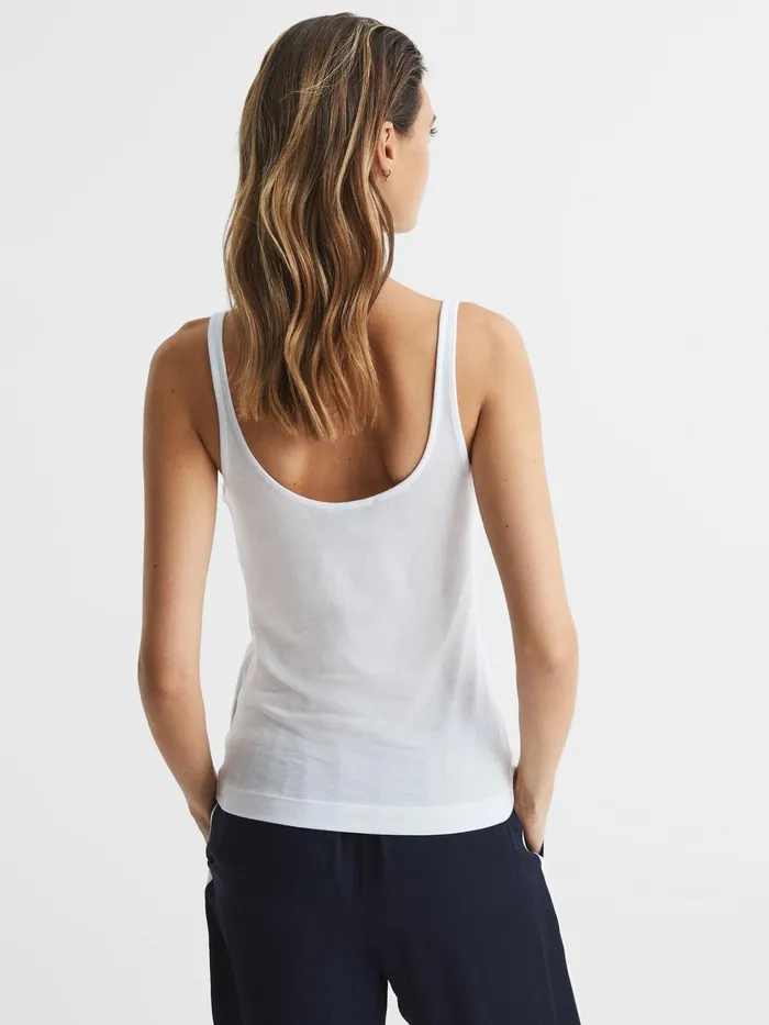 Women Arla Scoop Neck Second Skin Vest Top Black Reiss Tops
