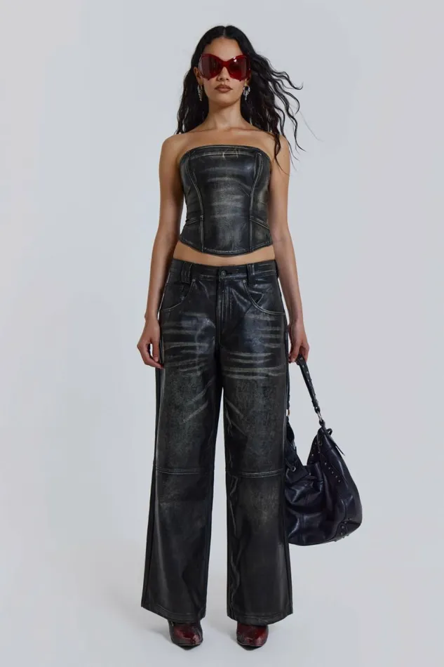 Women Ash Faux Leather Corset Black Jaded London Corsets