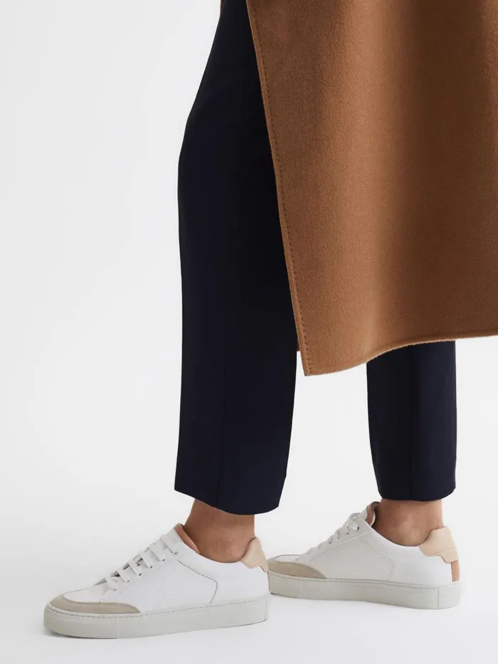 Women Ashley Low Top Leather Trainers Gold Reiss Trainers