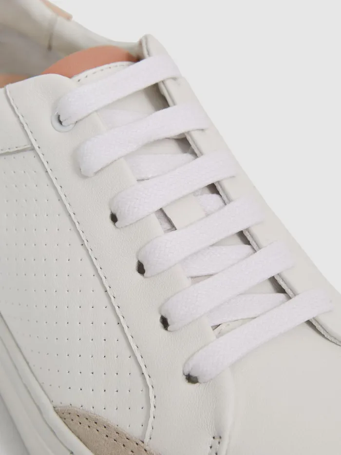 Women Ashley Low Top Leather Trainers Gold Reiss Trainers