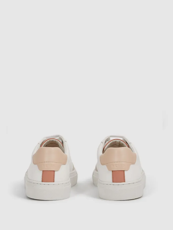 Women Ashley Low Top Leather Trainers Gold Reiss Trainers