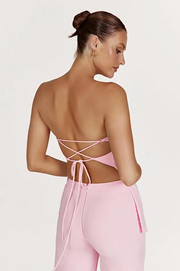 Women Astrid Strapless Back Tie Top 8211 Blush Pink Blushpink Meshki Sleeveless Tops