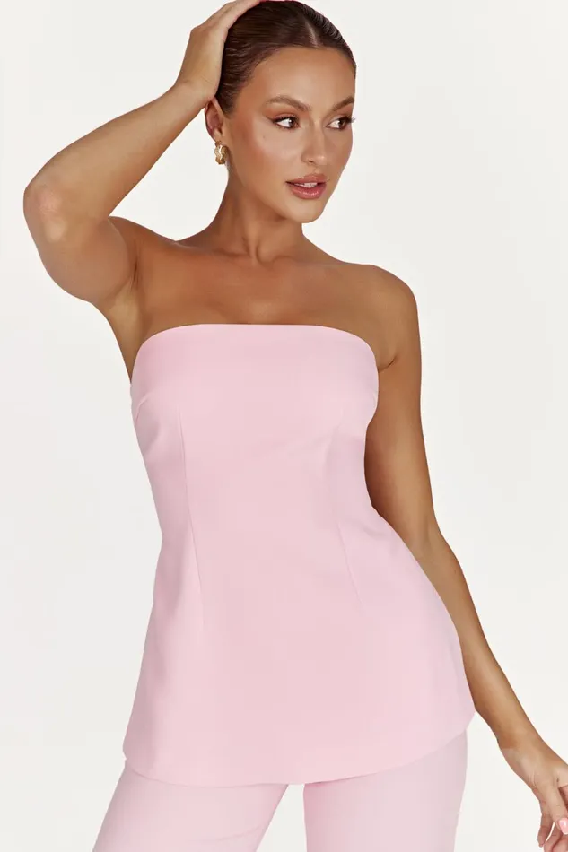 Women Astrid Strapless Back Tie Top 8211 Blush Pink Blushpink Meshki Sleeveless Tops