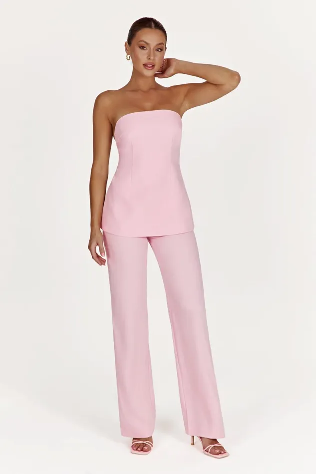 Women Astrid Strapless Back Tie Top 8211 Blush Pink Blushpink Meshki Sleeveless Tops