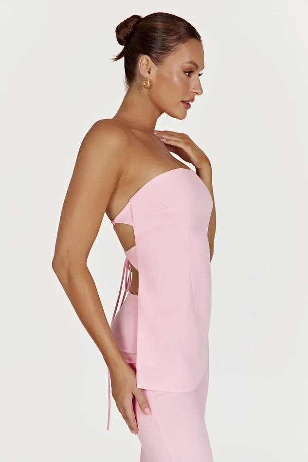 Women Astrid Strapless Back Tie Top 8211 Blush Pink Blushpink Meshki Sleeveless Tops