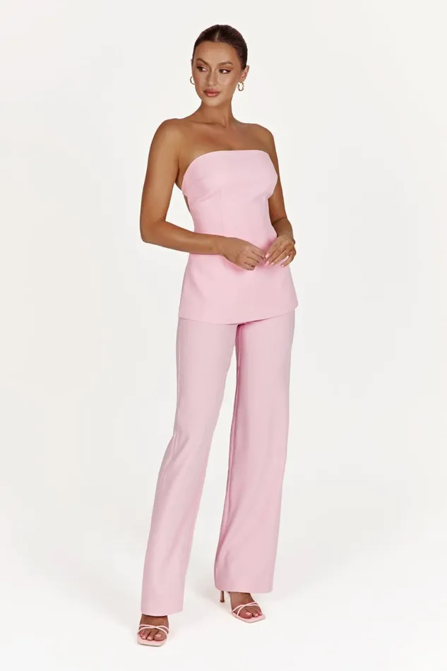 Women Astrid Strapless Back Tie Top 8211 Blush Pink Blushpink Meshki Sleeveless Tops