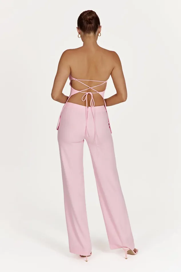 Women Astrid Strapless Back Tie Top 8211 Blush Pink Blushpink Meshki Sleeveless Tops