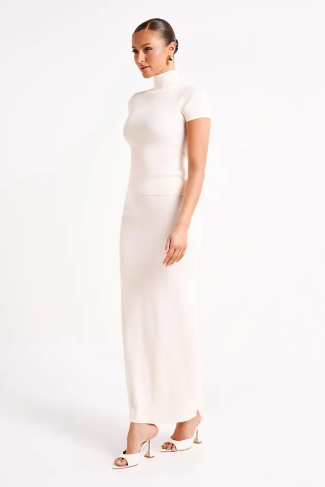 Women Avani Mid Rise Knit Maxi Skirt 8211 Ivory Ivory Meshki Skirts