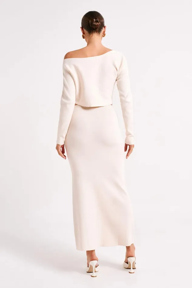 Women Avani Mid Rise Knit Maxi Skirt 8211 Ivory Ivory Meshki Skirts