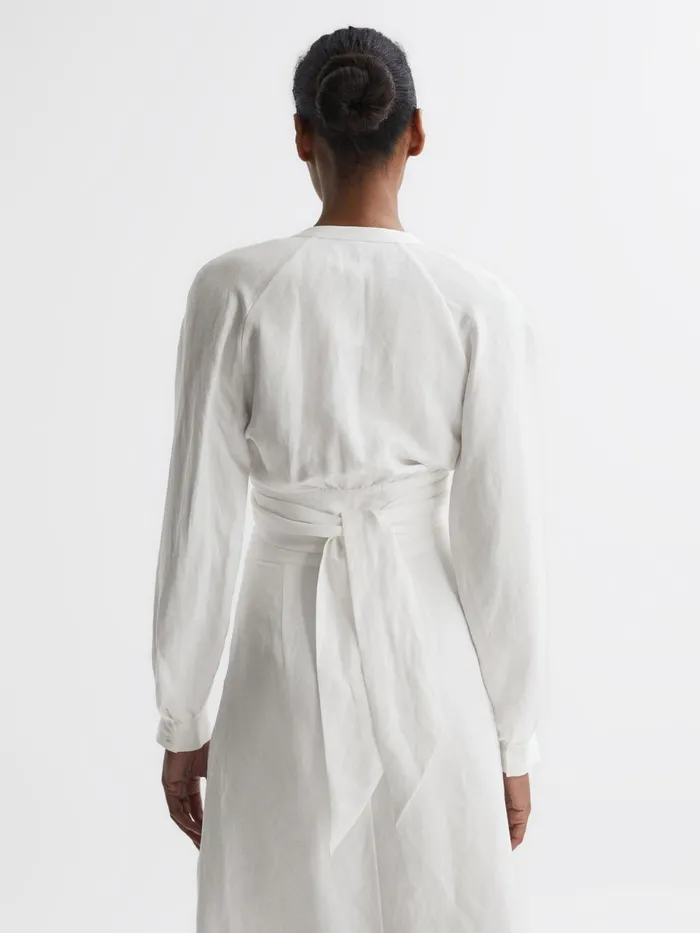 Women Axelle Tie Front Cropped Blouse White Reiss Tops