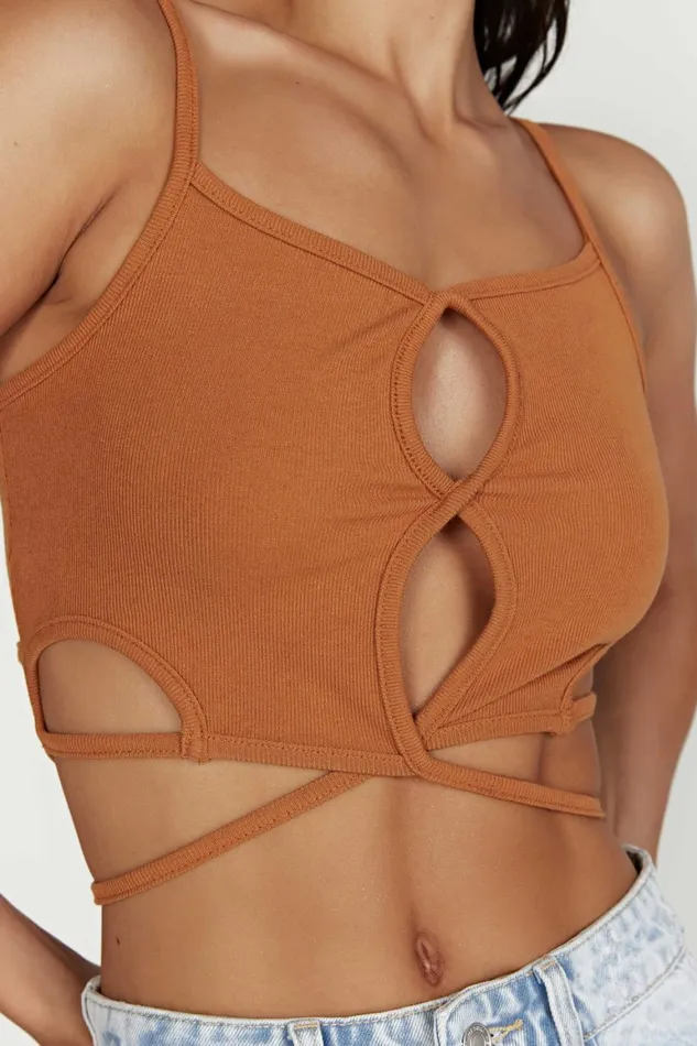 Women Ayesha Cut Out Singlet 8211 Biscuit Biscuit Meshki Crop Tops Women Ayesha Cut Out Singlet 8211 Biscuit Biscuit Meshki Crop Tops