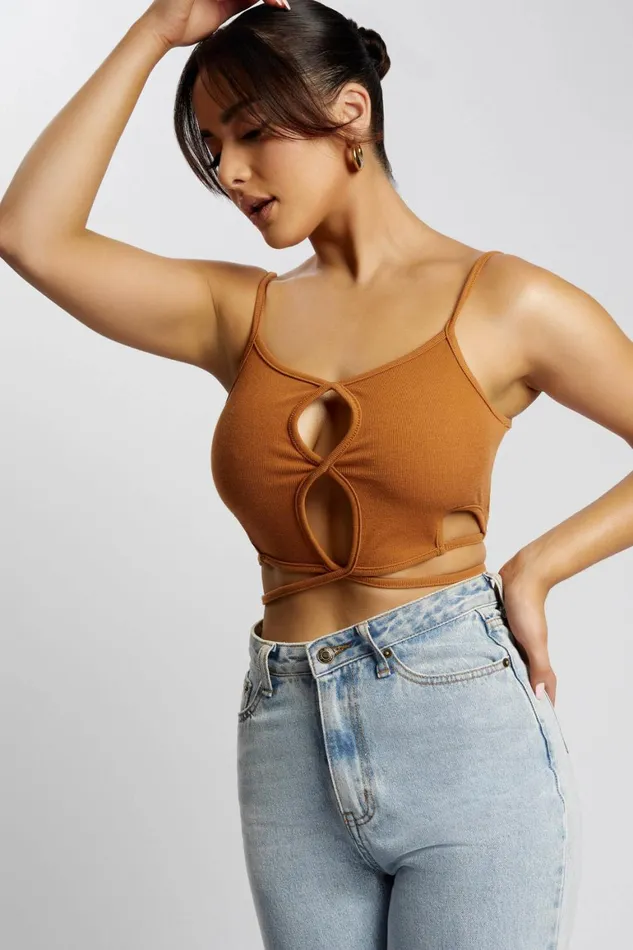 Women Ayesha Cut Out Singlet 8211 Biscuit Biscuit Meshki Crop Tops Women Ayesha Cut Out Singlet 8211 Biscuit Biscuit Meshki Crop Tops