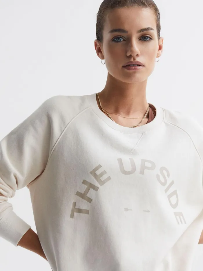 Women Baja The Upside Crew Neck Jumper Natural Reiss Knitwear