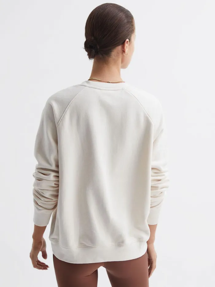 Women Baja The Upside Crew Neck Jumper Natural Reiss Knitwear