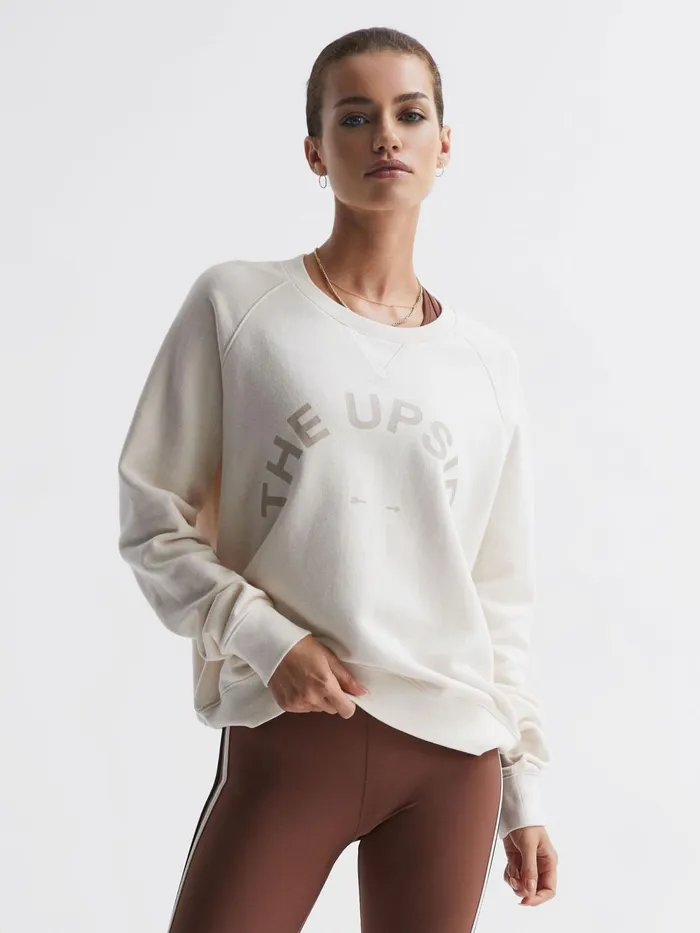 Women Baja The Upside Crew Neck Jumper Natural Reiss Knitwear