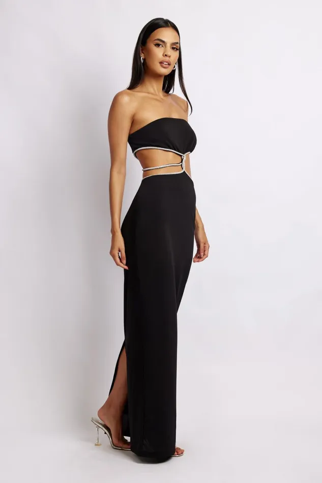 Women Billie Strapless Maxi Dress 8211 Black Black Meshki Bachelorette