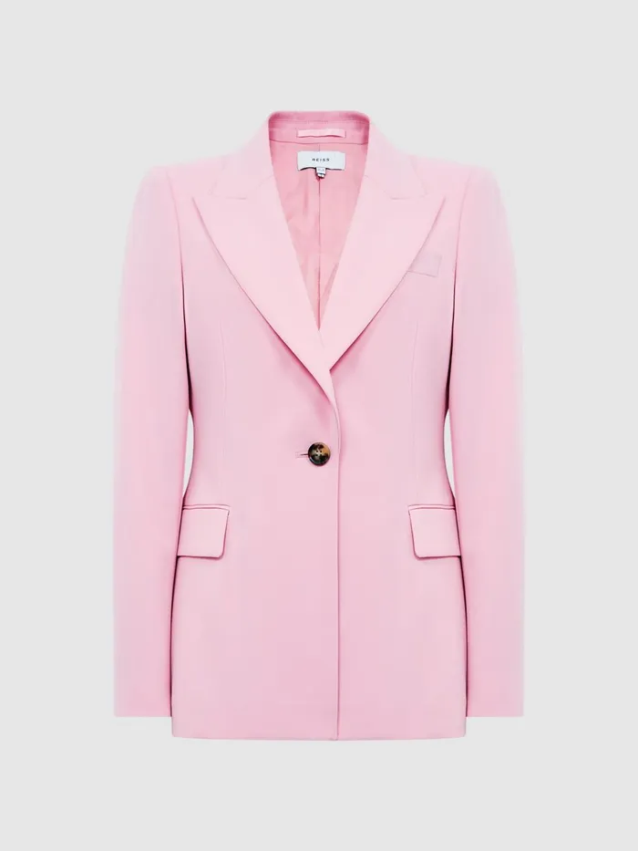 Women Blair Single Breasted Wool Blend Blazer Pink Reiss Suits and Tailoring