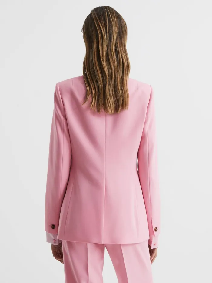 Women Blair Single Breasted Wool Blend Blazer Pink Reiss Suits and Tailoring