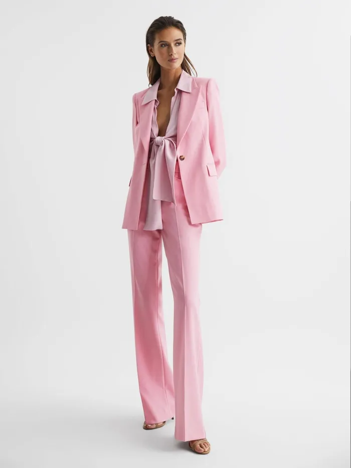 Women Blair Single Breasted Wool Blend Blazer Pink Reiss Suits and Tailoring