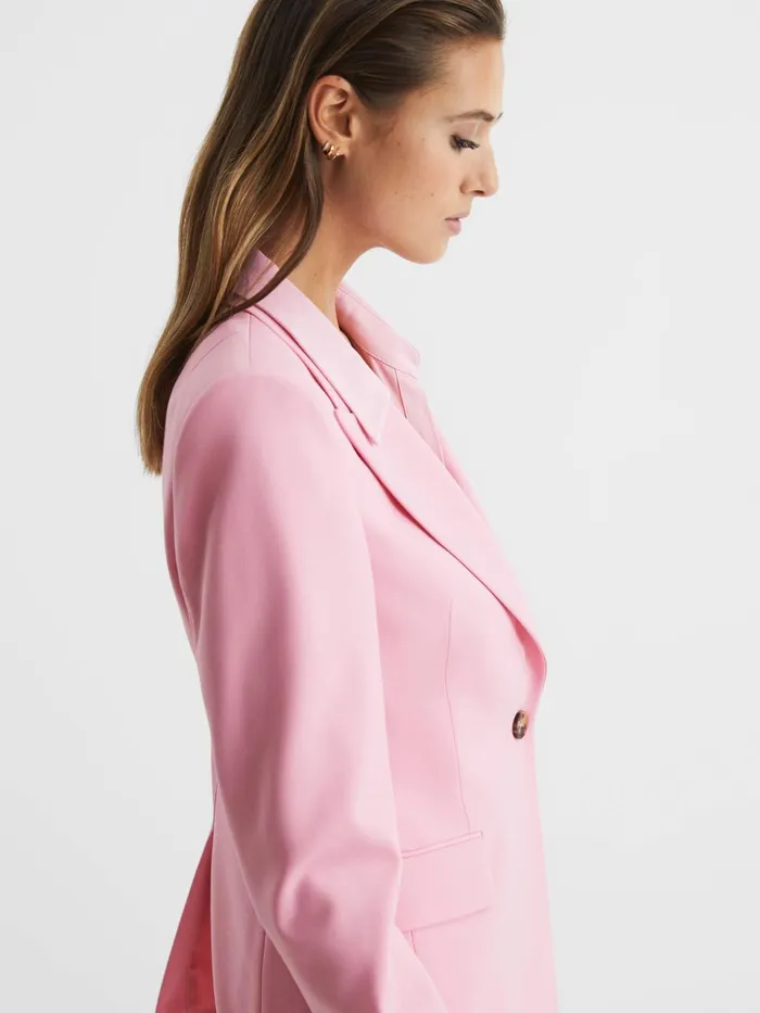 Women Blair Single Breasted Wool Blend Blazer Pink Reiss Suits and Tailoring