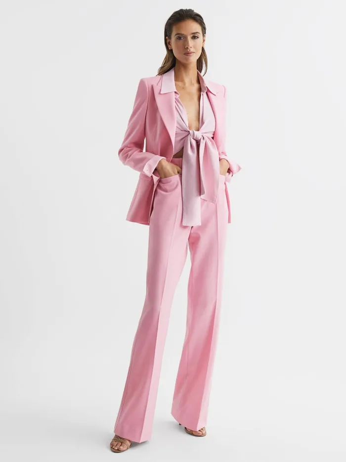 Women Blair Single Breasted Wool Blend Blazer Pink Reiss Suits and Tailoring