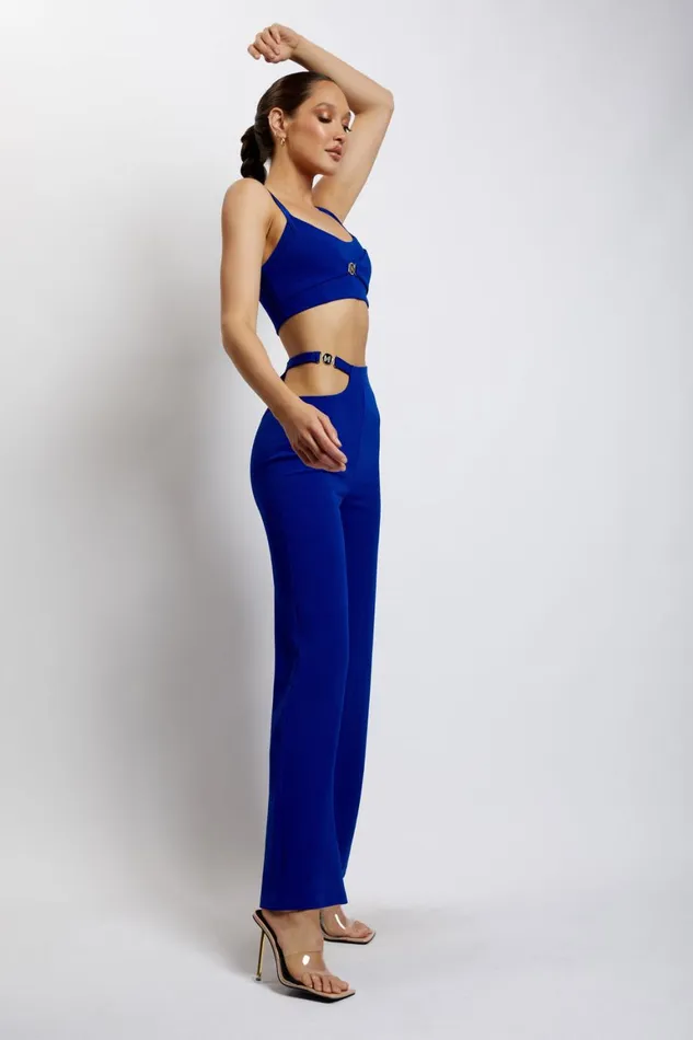 Women Blythe Double Strap Crop Top 8211 Cobalt Blue Cobaltblue Meshki Crop Tops