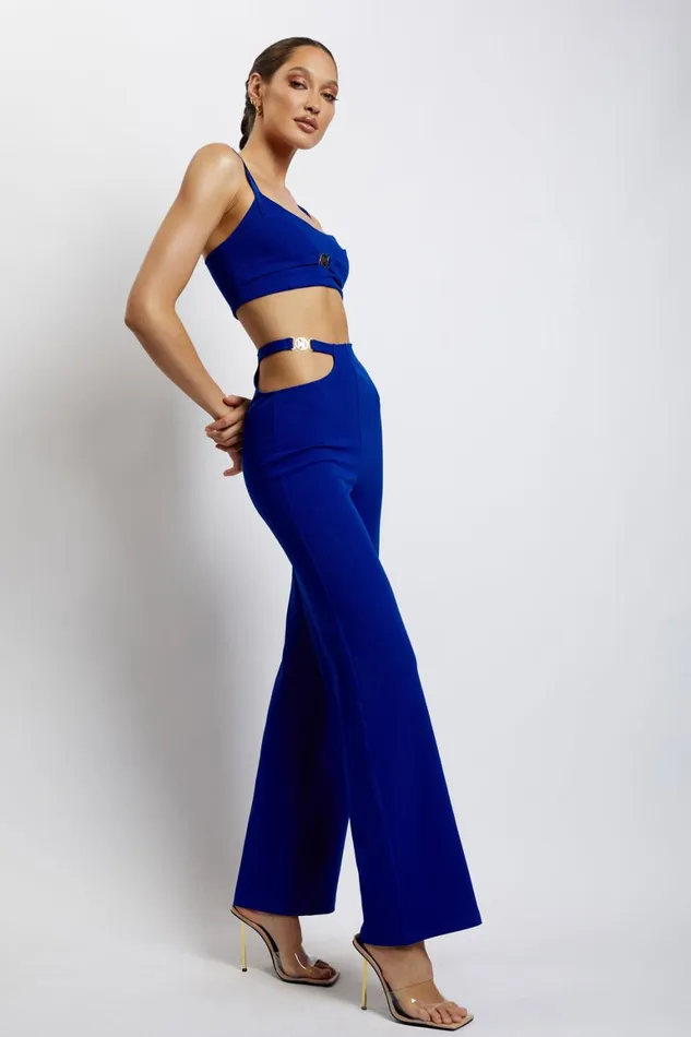 Women Blythe Double Strap Crop Top 8211 Cobalt Blue Cobaltblue Meshki Crop Tops