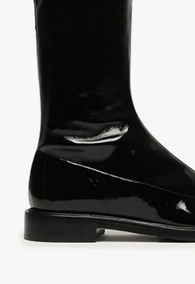 Women Boots Schutz Shoes Kaolin Over The Knee Patent Leather Boot Black