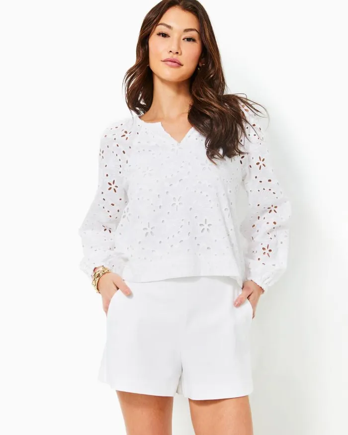 Women Bottoms Lilly Pulitzer 3034 Sarissa Stretch Short Resort White