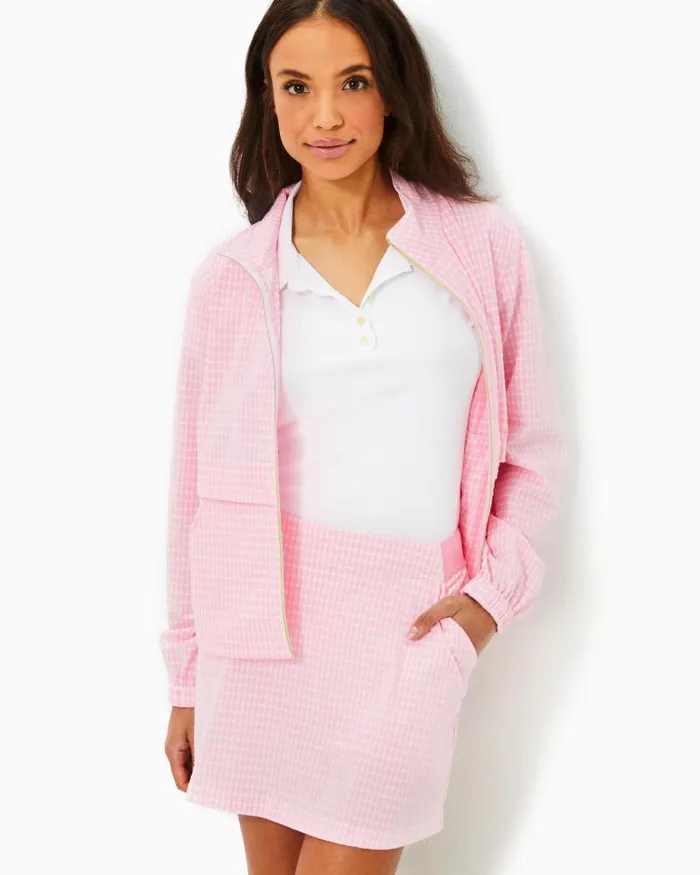 Women Bottoms Lilly Pulitzer UPF 50 Luxletic Aona Skort Conch Shell Pink Performance Gingham Women Bottoms Lilly Pulitzer UPF 50 Luxletic Aona Skort Conch Shell Pink Performance Gingham