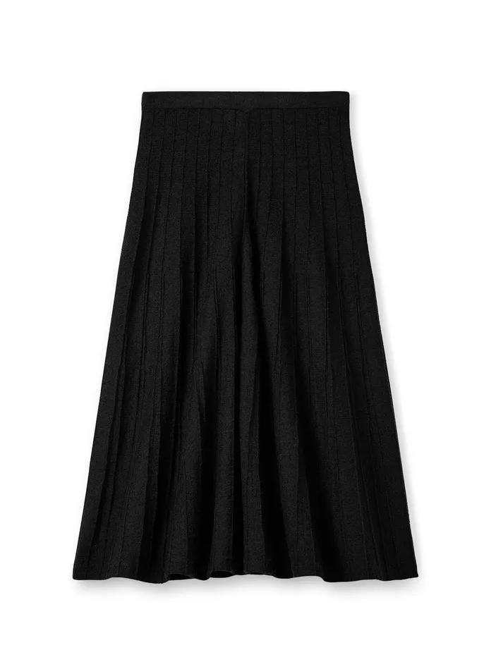 Women Bouclette Pleat Knit Skirt Black St John Skirts