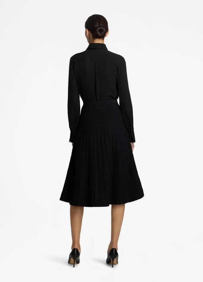 Women Bouclette Pleat Knit Skirt Black St John Skirts