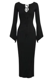 Women Brinley Long Sleeve Knit Maxi Dress 8211 Black Black Meshki Maxi Dresses
