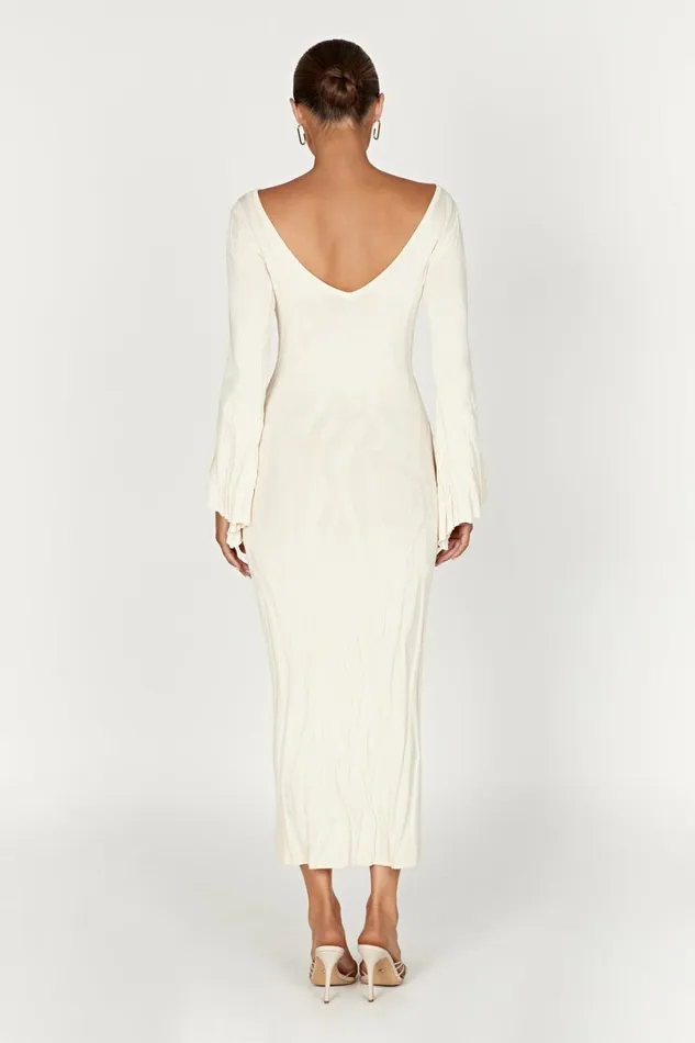 Women Brinley Long Sleeve Knit Maxi Dress 8211 Ivory Ivory Meshki Maxi Dresses