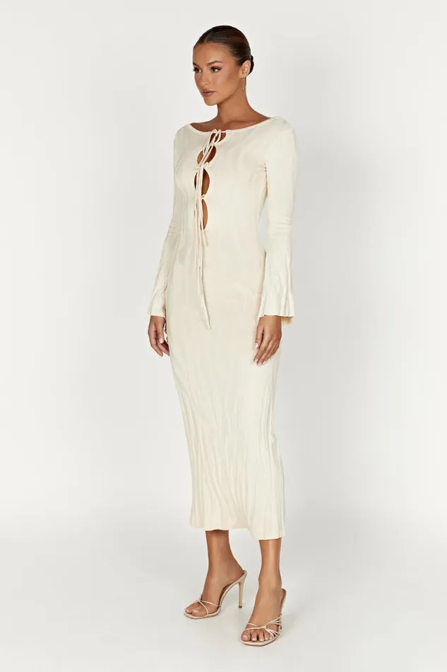 Women Brinley Long Sleeve Knit Maxi Dress 8211 Ivory Ivory Meshki Maxi Dresses