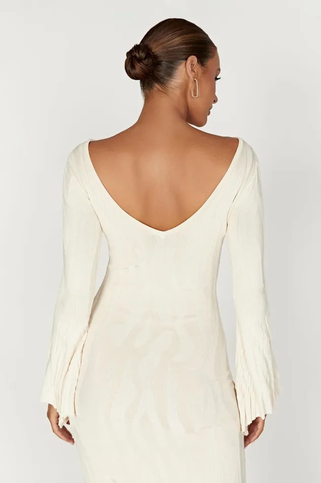 Women Brinley Long Sleeve Knit Maxi Dress 8211 Ivory Ivory Meshki Maxi Dresses