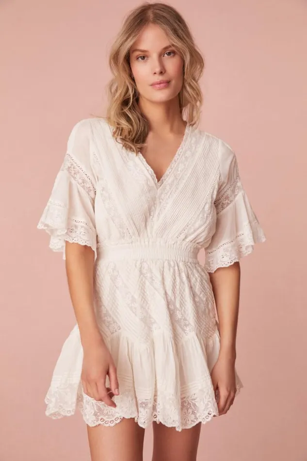 Women Calamina Lace Mini Dress Bright White LoveShackFancy Dresses