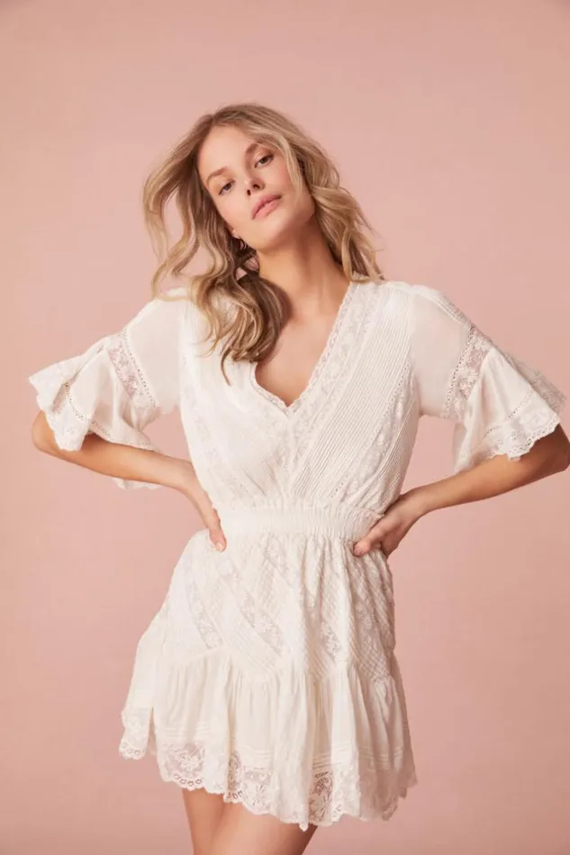 Women Calamina Lace Mini Dress Bright White LoveShackFancy Dresses Women Calamina Lace Mini Dress Bright White LoveShackFancy Dresses