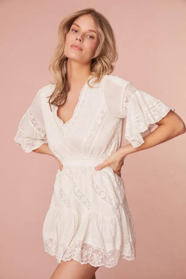 Women Calamina Lace Mini Dress Bright White LoveShackFancy Dresses Women Calamina Lace Mini Dress Bright White LoveShackFancy Dresses