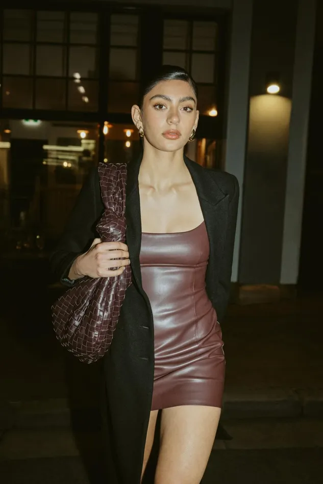 Women Cara Faux Leather Mini Dress 8211 Dark Chocolate Dark Chocolate Meshki Mini Dresses
