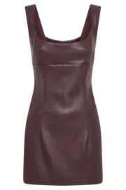 Women Cara Faux Leather Mini Dress 8211 Dark Chocolate Dark Chocolate Meshki Mini Dresses