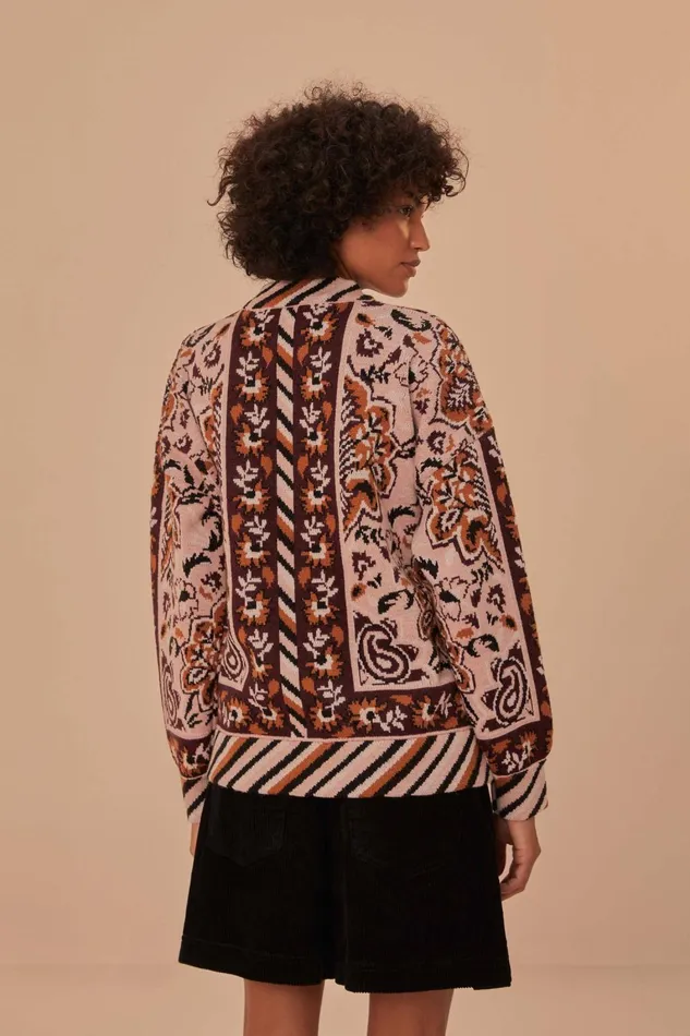 Women Cardigans Farm Rio Glam Tapestry Knit Cardigan